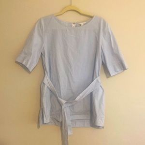 COS Tie Peplum Seersucker Blouse